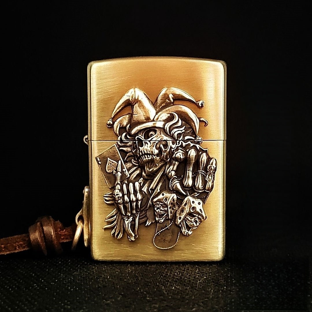 Authentic Zippo Gothic Jester Skull Brass Edition