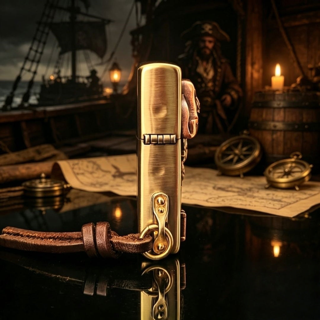 Authentic Zippo Vintage Pirate Skull Brass Edition