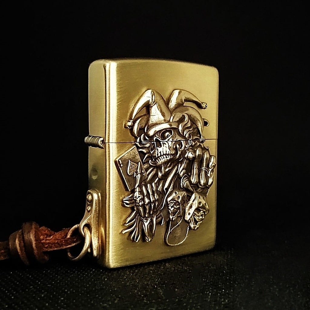 Authentic Zippo Gothic Jester Skull Brass Edition
