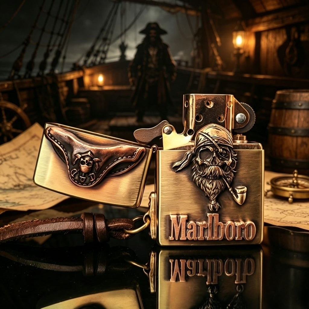 Authentic Zippo Vintage Pirate Skull Brass Edition