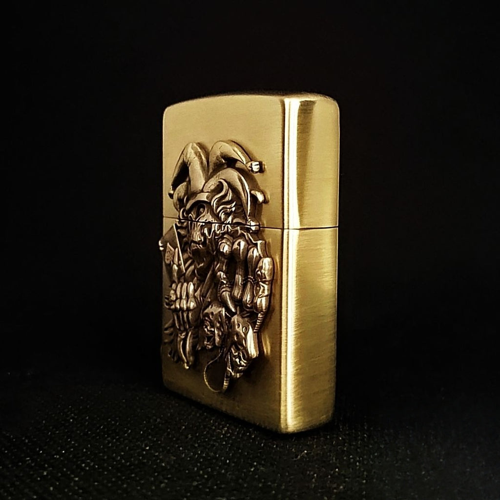 Authentic Zippo Gothic Jester Skull Brass Edition