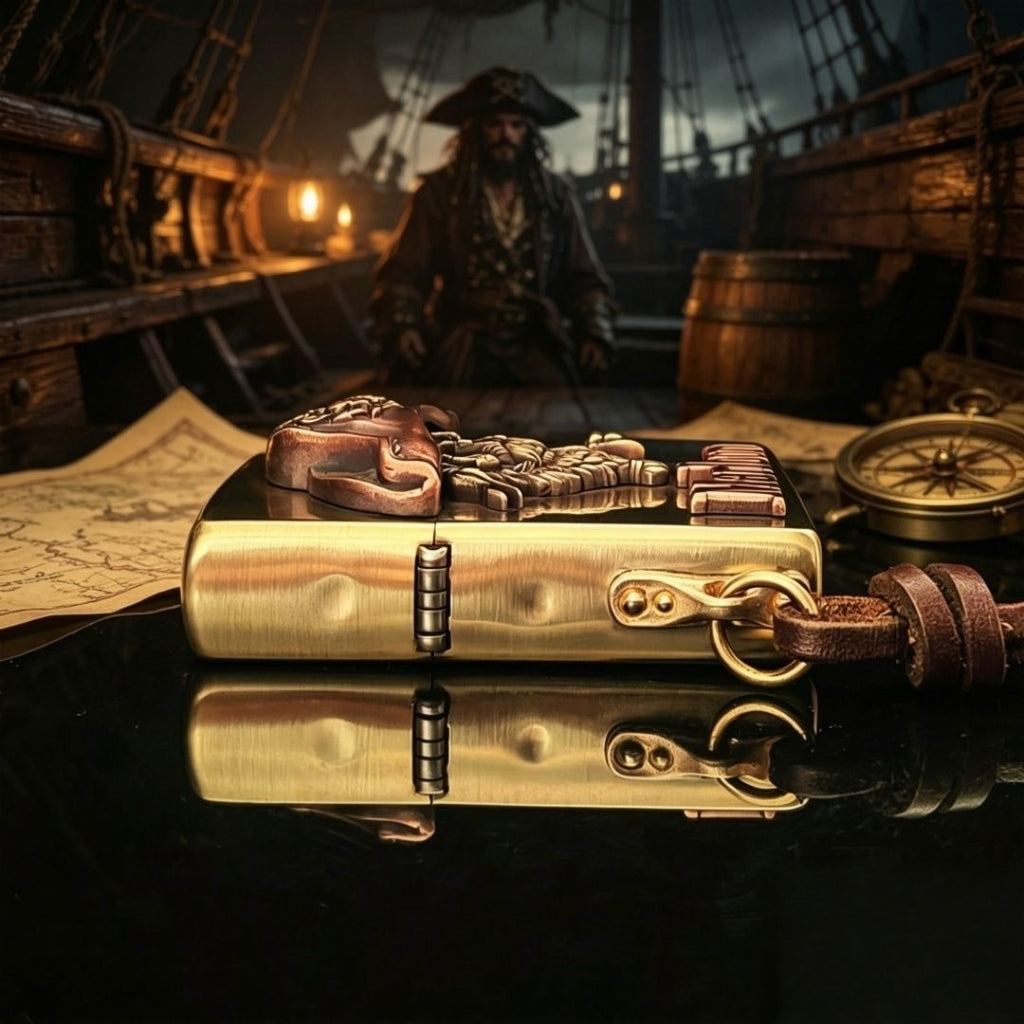 Authentic Zippo Vintage Pirate Skull Brass Edition