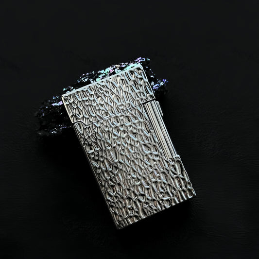 Vintage Meteorite Texture Double Flame Lighter – Luxury Windproof Refillable Butane Lighter for Men