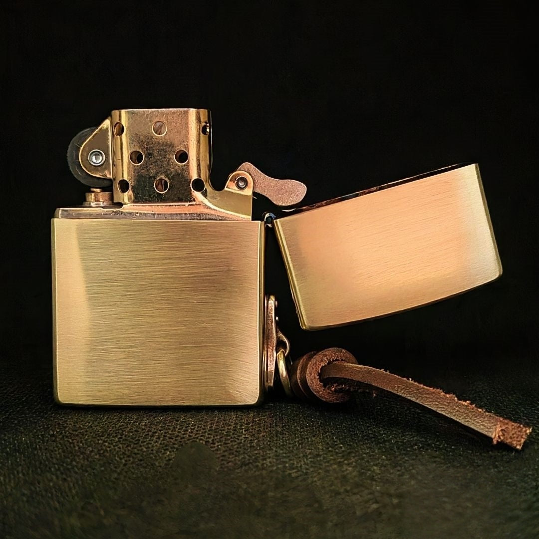 Handcrafted Brass Relief Windproof Lighter Based on an Authentic Zippo