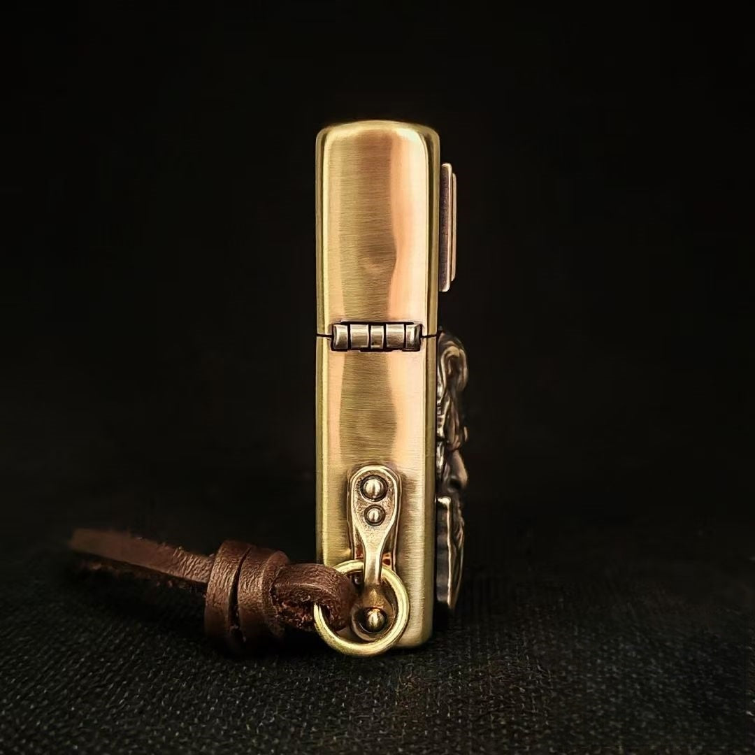 Handcrafted Brass Relief Windproof Lighter Based on an Authentic Zippo