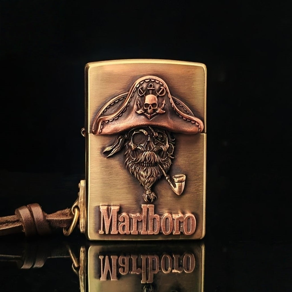 Authentic Zippo Vintage Pirate Skull Brass Edition