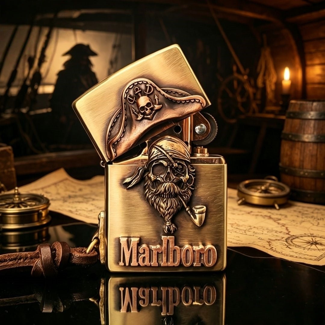 Authentic Zippo Vintage Pirate Skull Brass Edition
