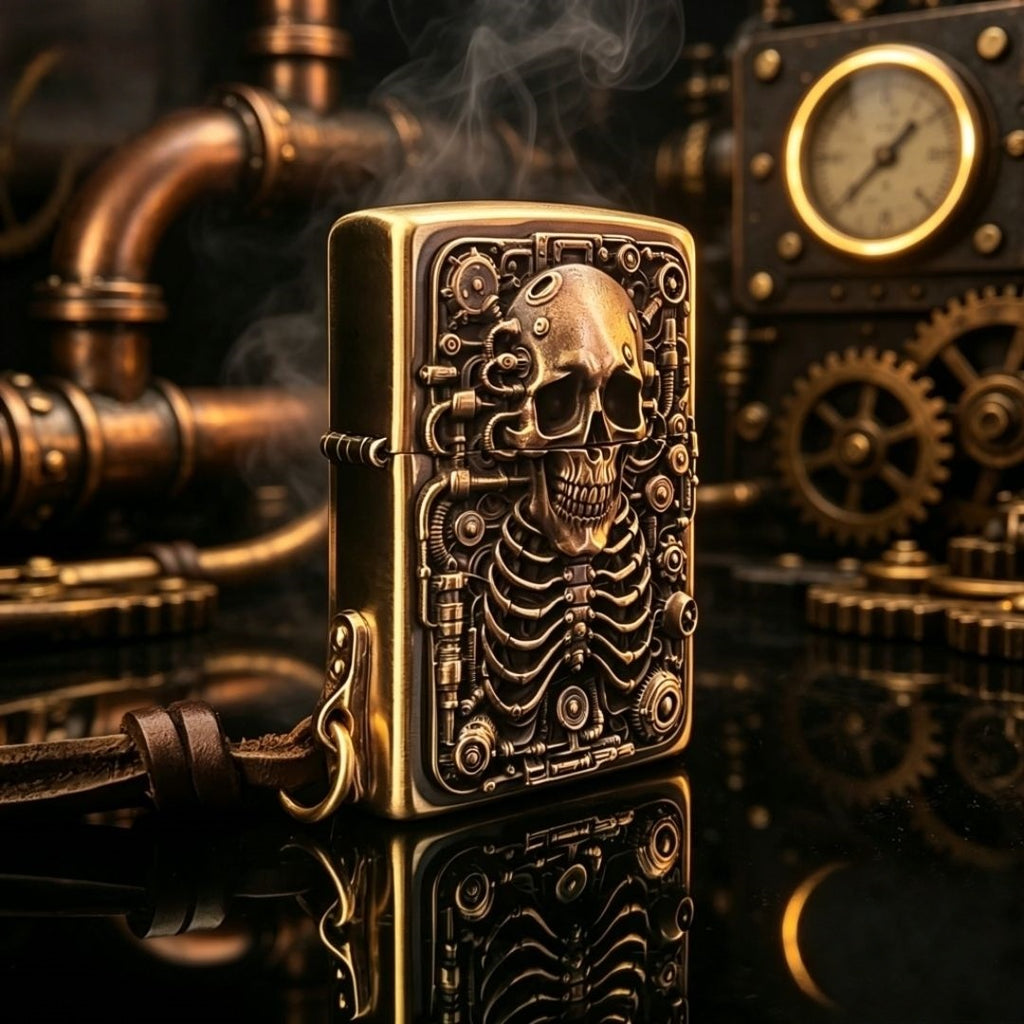 Authentic Zippo Steampunk Skull Brass Edition