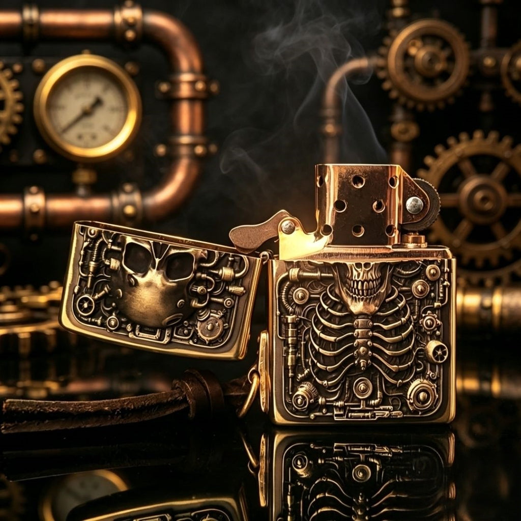 Authentic Zippo Steampunk Skull Brass Edition