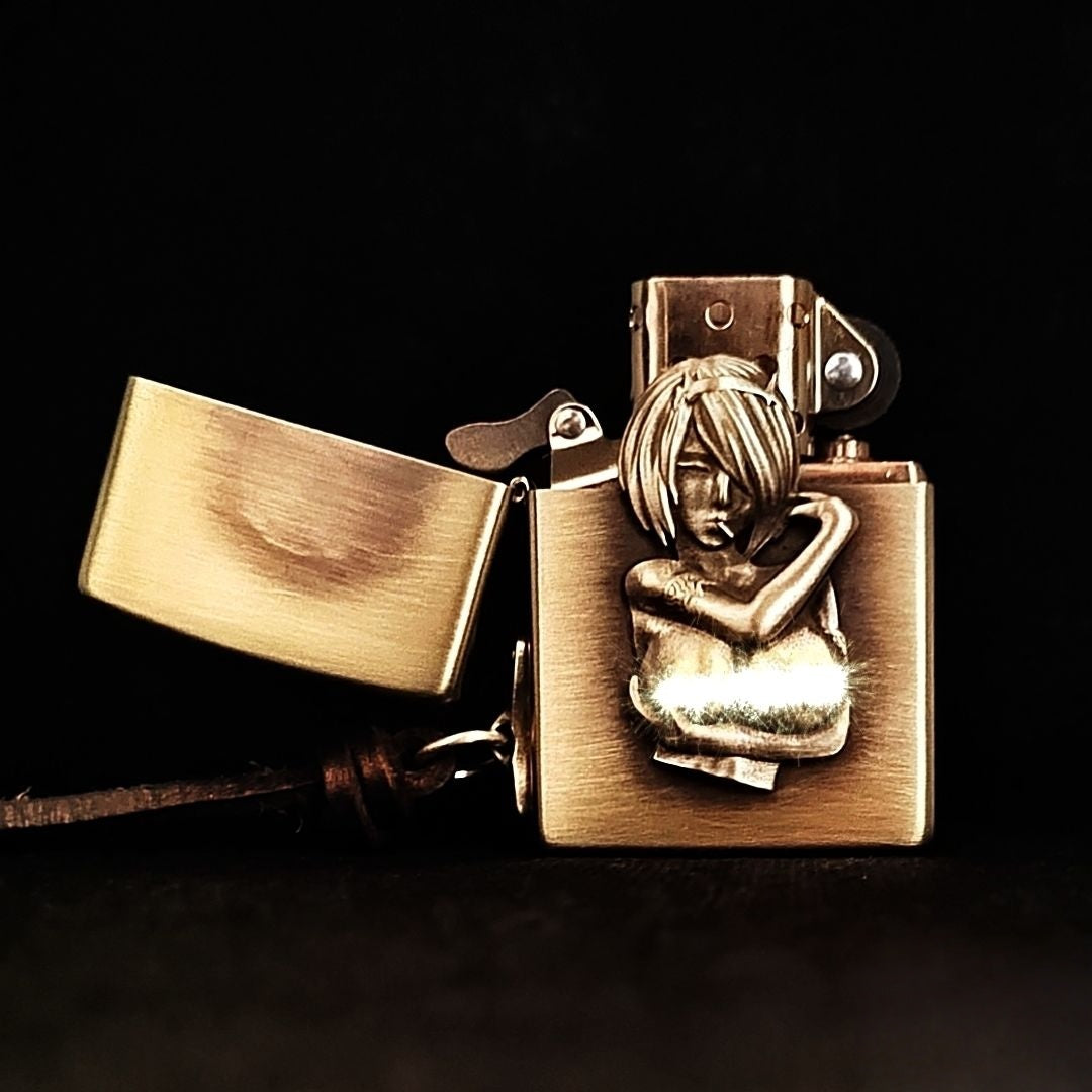 Authentic Zippo Vintage Brass Edition – Elegant Lady Relief Art Lighter
