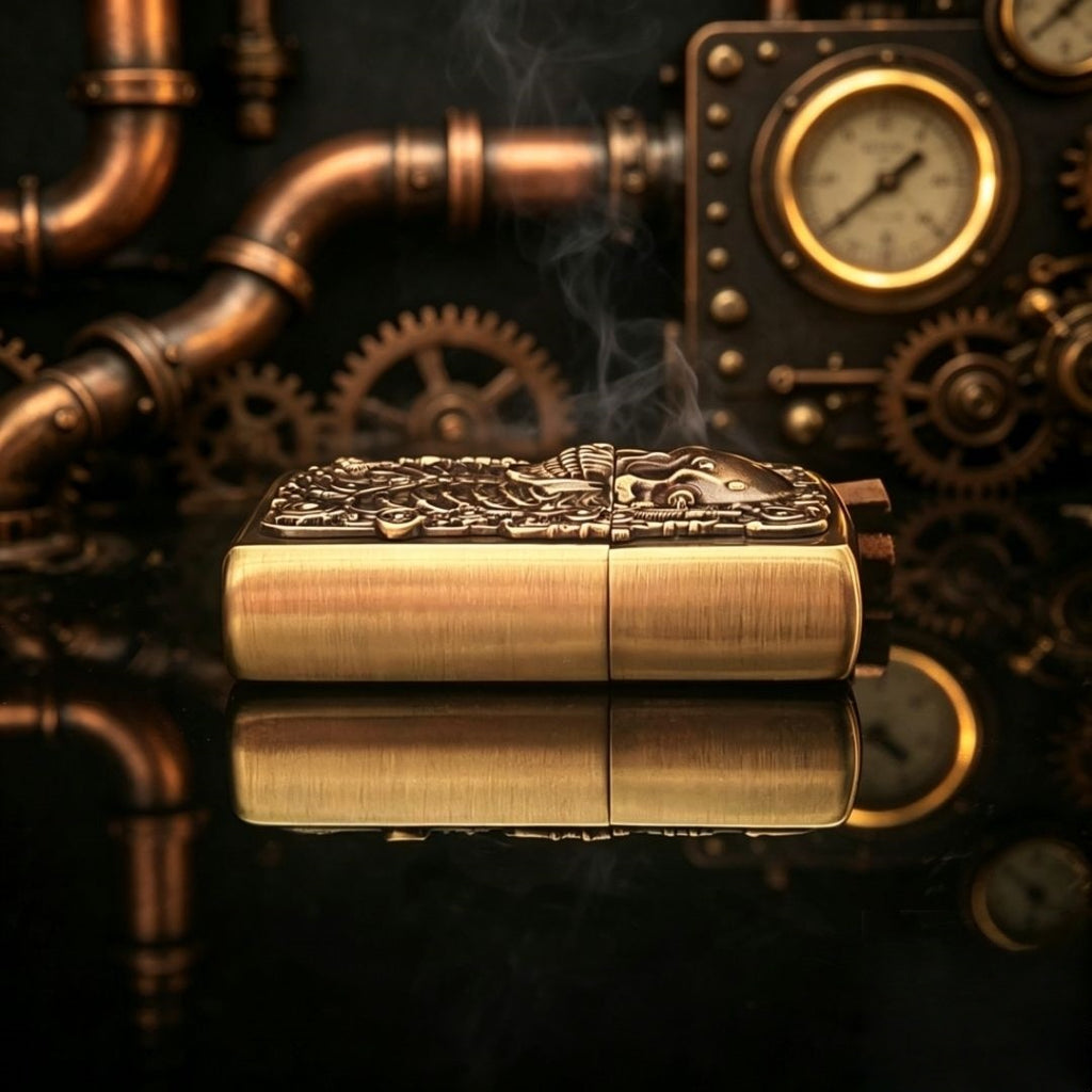 Authentic Zippo Steampunk Skull Brass Edition
