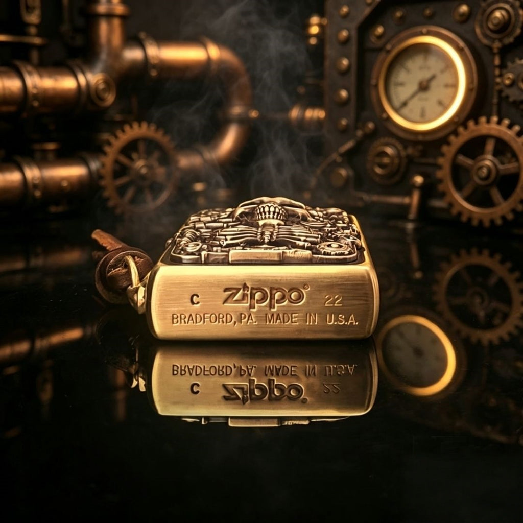 Authentic Zippo Steampunk Skull Brass Edition